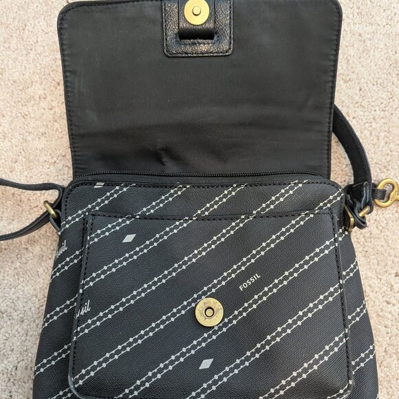 Original Fossil Kinley Small Crossbody Bag in Black/Bone - Picture 4 of 9